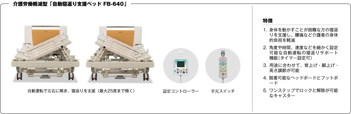 介護労働軽減型「自動寝返り支援ベッド　FB-640」