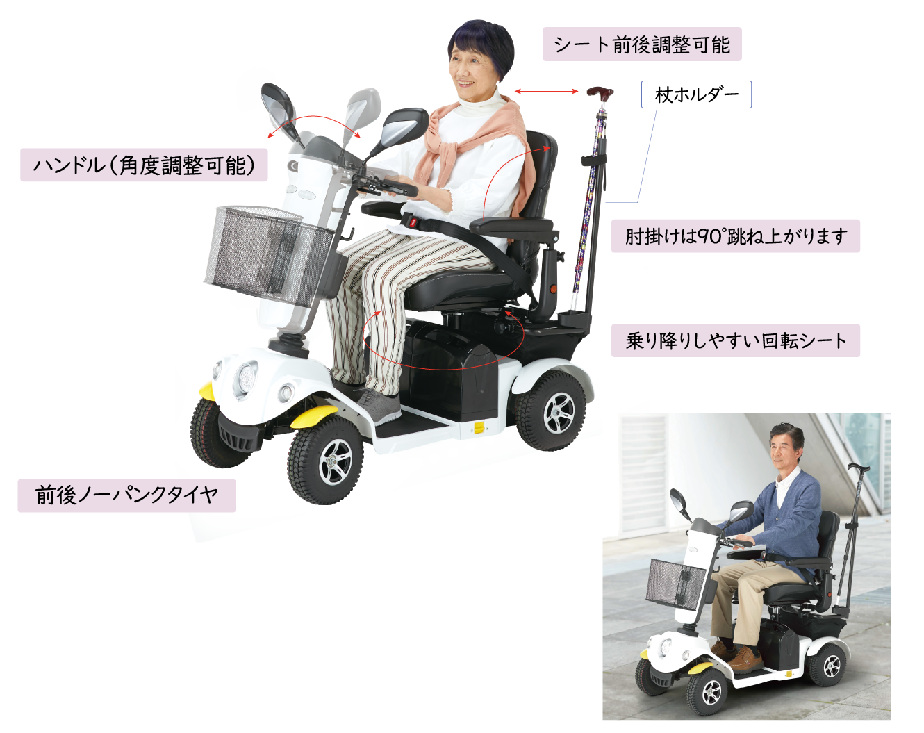 セニアカー、電動車椅子（充電式、免許不要） - 自転車